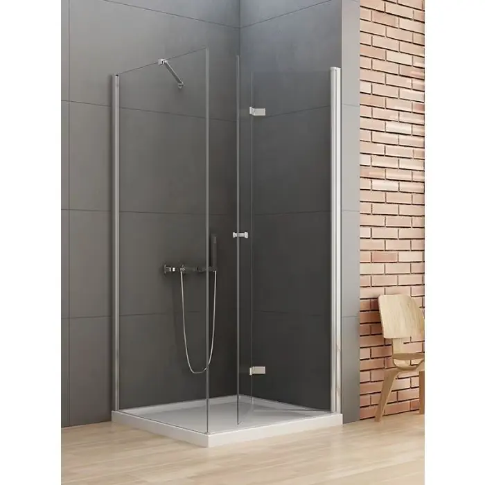Nowość w sprzedaży - Kabina prysznicowa new soleo 1d kwadratowa p 90x90x195 szkło czyste 6mm active shield 2.0 - składane D-0153A/D-0088B