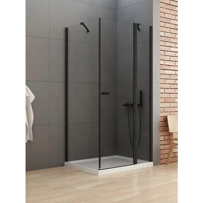Kabina prysznicowa new soleo black 1d kwadratowa u 90x90x195 szkło czyste 6mm active shield 2.0 - z el. stałym K-0542 | Wyjątkowa oferta
