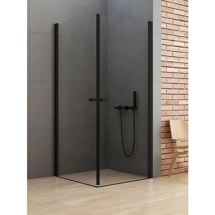 Sprawdzony wybór | Kabina prysznicowa new soleo black 2d prostokątna u 80x80x195 szkło czyste 6mm active shield 2.0 - wahadłowe D-0230A/D-0230A