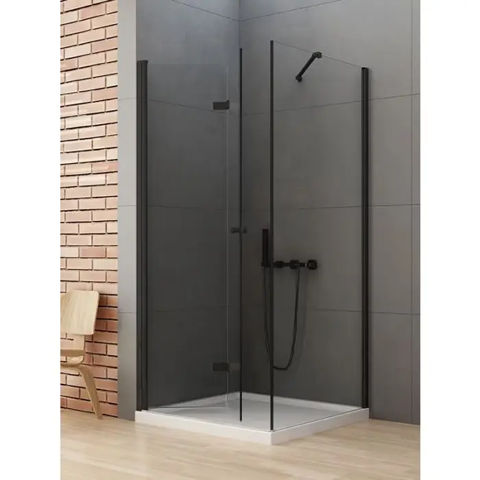 Wyjątkowa oferta - Kabina prysznicowa new soleo black 1d prostokątna l 80x100x195 szkło czyste 6mm active shield 2.0 - składane D-0234A/D-0116B