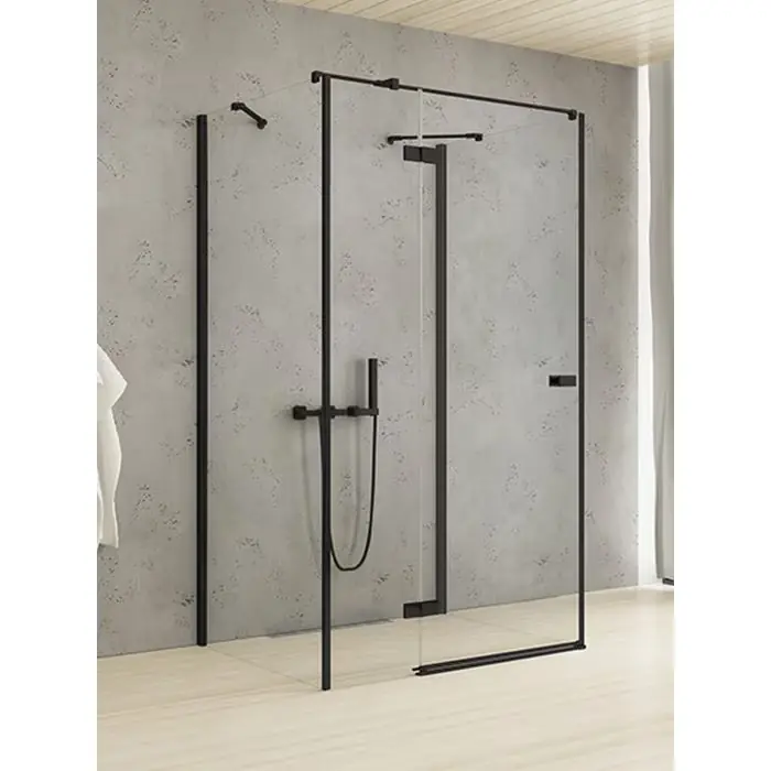 Kabina prysznicowa reflexa black 1d prostokątna przyścienna p 80x90x200 szkło czyste 6mm active shield 2.0 EXK-5002 - Świetna oferta