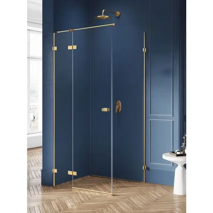 Nowość w asortymencie - Kabina prysznicowa avexa gold brushed 1d prostokątna l 80x100x200 szkło czyste 6mm active shield 2.0 EXK-1734