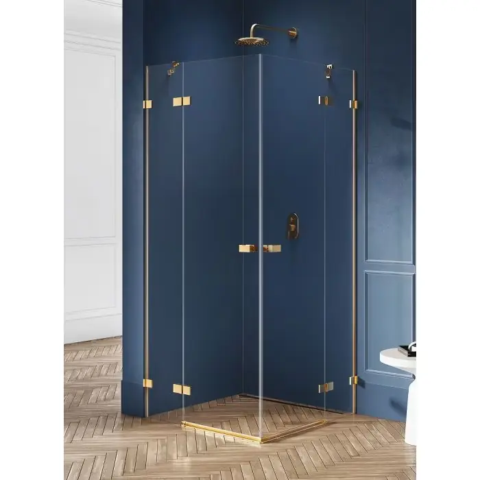 Bezpieczne zakupy - Kabina prysznicowa avexa gold brushed 2d prostokątna 80x120x200 szkło czyste 6mm active shield 2.0 EXK-1779