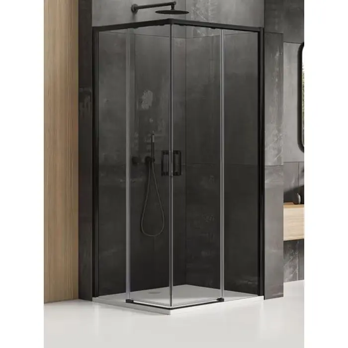 Prosto z fabryki | Kabina prysznicowa prime black 2d prostokątna 100x90x200 szkło czyste 6mm active shield 2.0 D-0316A/D-0315A