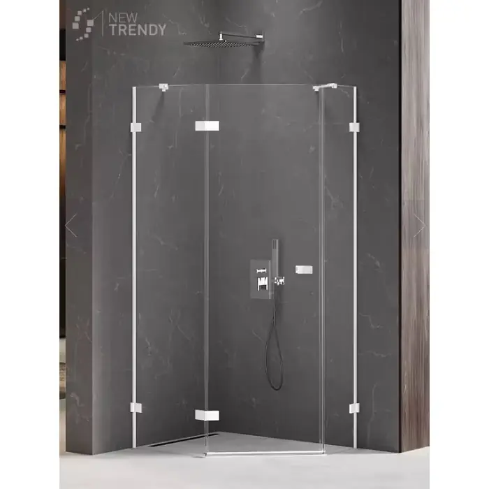 Superoferta | Kabina prysznicowa avexa white 1d pięciokątna asymetryczna l 100x80x200 szkło czyste 6mm active shield 2.0 - drzwi lewe EXK-3870