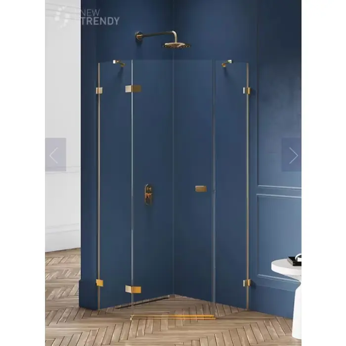 Okazja cenowa - Kabina prysznicowa avexa gold brushed 1d pięciokątna l 90x90x200 szkło czyste 6mm active shield 2.0 EXK-3853
