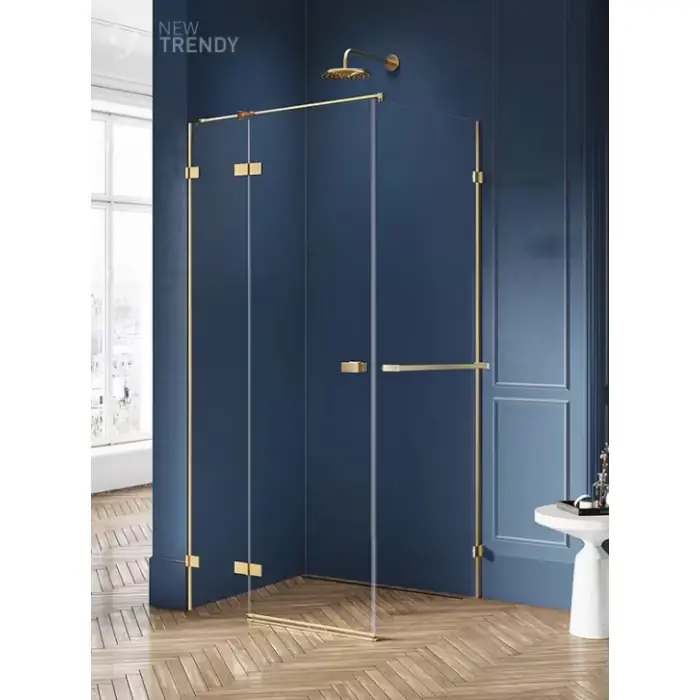 Top produkt - Nz4 kabina prysznicowa avexa gold brushed 1d prostokątna l 100x110x200 szkło czyste 6mm active shield 2.0 wieszak EXK-3026