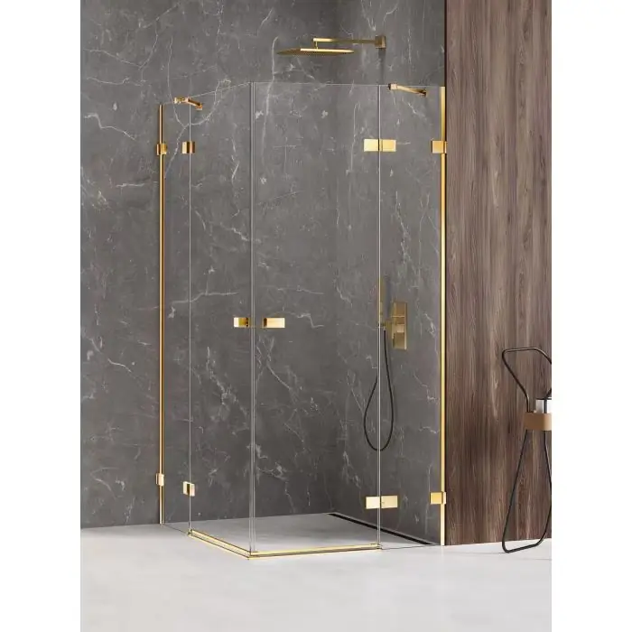 Bezpośrednio od producenta | Kabina prysznicowa avexa gold shine 2d kwadratowa 90x90x200 szkło czyste 6mm active shield 2.0 EXK-1697