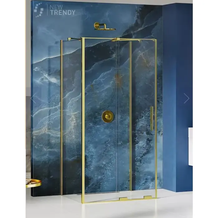 Nz4 kabina prysznicowa smart light gold 1d kwadratowa przyścienna u 100x100x200 szkło czyste 8mm active shield 2.0 EXK-4280 | Kup online