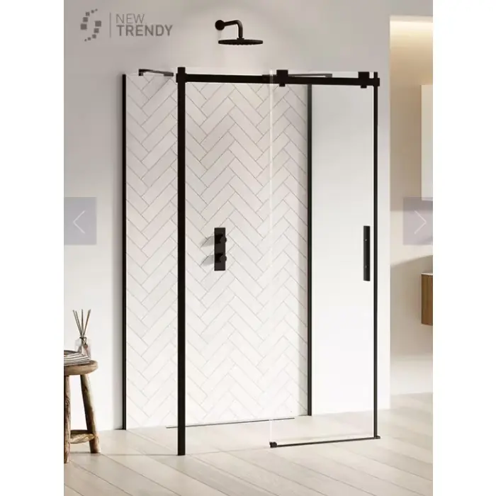 Ograniczona dostępność | Nz4 kabina prysznicowa softi black 1d kwadratowa przyścienna u 100x100x200 szkło czyste 8mm active shield 2.0 EXK-3992