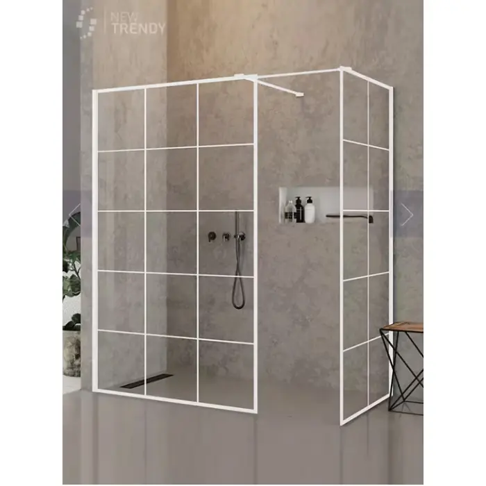 Nz6 kabina new modus white walk-in u 150x120x200 szkło czyste 8mm active shield 2.0 - wzór kratka EXK-2312 | Nowość w sprzedaży