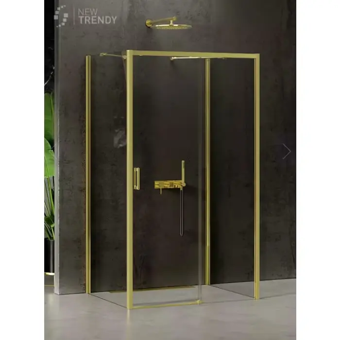 Nz4 kabina prysznicowa prime light gold 1d prostokątna przyścienna l 130x80x200 szkło czyste 6mm active shield 2.0 K-1113 - Bezpieczna płatność