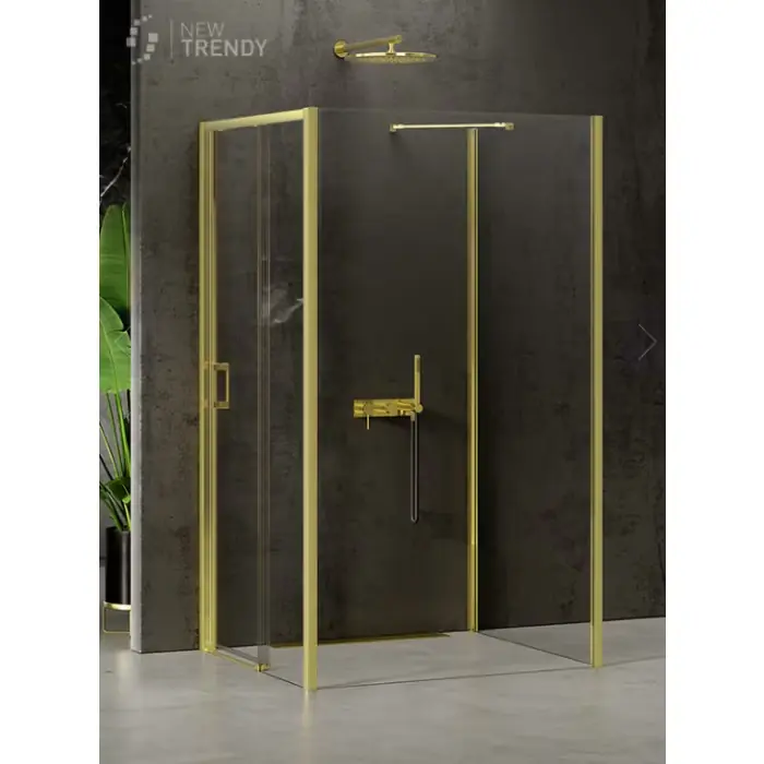 Cena fabryczna | Nz4 kabina prysznicowa prime light gold 1d prostokątna przyścienna p 100x120x200 szkło czyste 6mm active shield 2.0 K-1559