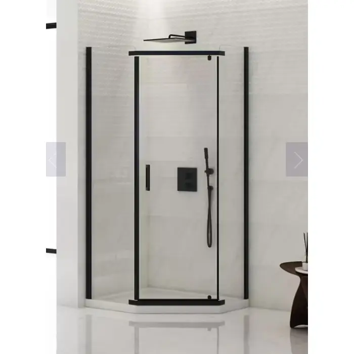 Wysyłka od ręki | Kabina prysznicowa new komfort black 1d pięciokątna u 80x80x195 szkło czyste 8mm active shield 2.0 K-0805