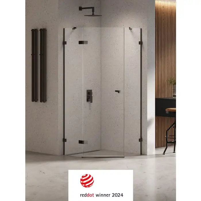 Zostało kilka sztuk - Kabina prysznicowa eventa black chrome 1d pięciokątna l 90x90x200 szkło czyste 8mm active shield 2.0 EXK-6290