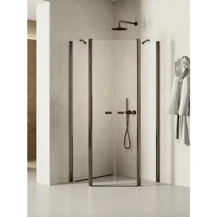 Nz2 kabina prysznicowa new soleo gunmetal brushed 2d pięciokątna 80x80x195 szkło czyste 6mm active shield K-1711 - Hit sprzedaży