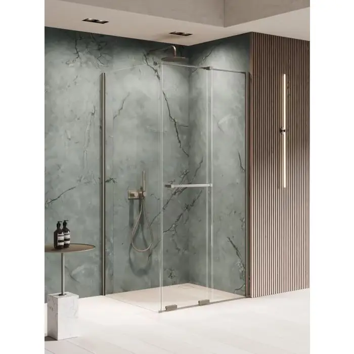 Nz4 kabina prysznicowa smart gunmetal brushed 1d prostokątna u 160x100x200 szkło czyste 8mm active shield 2.0 - uchwyt reling EXK-7906 | Ograniczona ilość