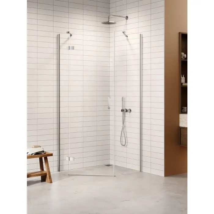 Ostatnia szansa - Kabina nesta chrom 1d pięciokątna prawa drzwi l 100x80x200 czyste 6mm active shield 2.0 K-3694