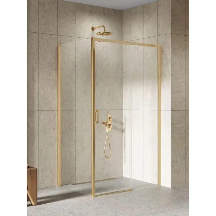 Wyjątkowa oferta | Nz4 kabina prysznicowa prime gold brushed 1d prostokątna l 130x70x200 szkło czyste 6mm active shield 2.0 D-0790A/D-0328B