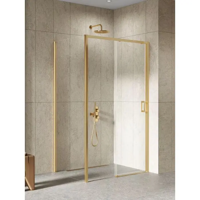 Nz4 kabina prysznicowa prime gold brushed 1d prostokątna l 160x80x200 szkło czyste 6mm active shield 2.0 K-3831 | Hit sprzedażowy