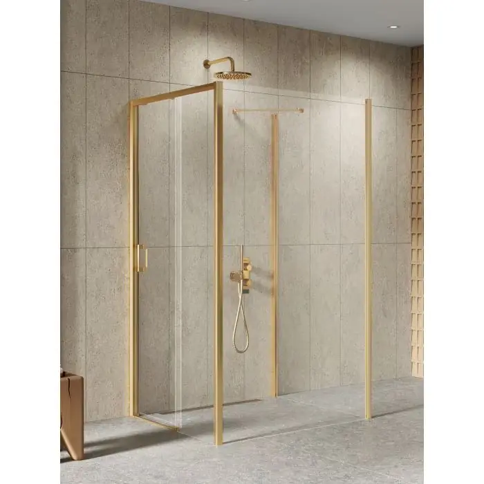 Promocja kończy się wkrótce | Nz4 kabina prysznicowa prime gold brushed 1d prostokątna przyścienna l 110x90x200 szkło czyste 6mm active shield 2.0 K-3946