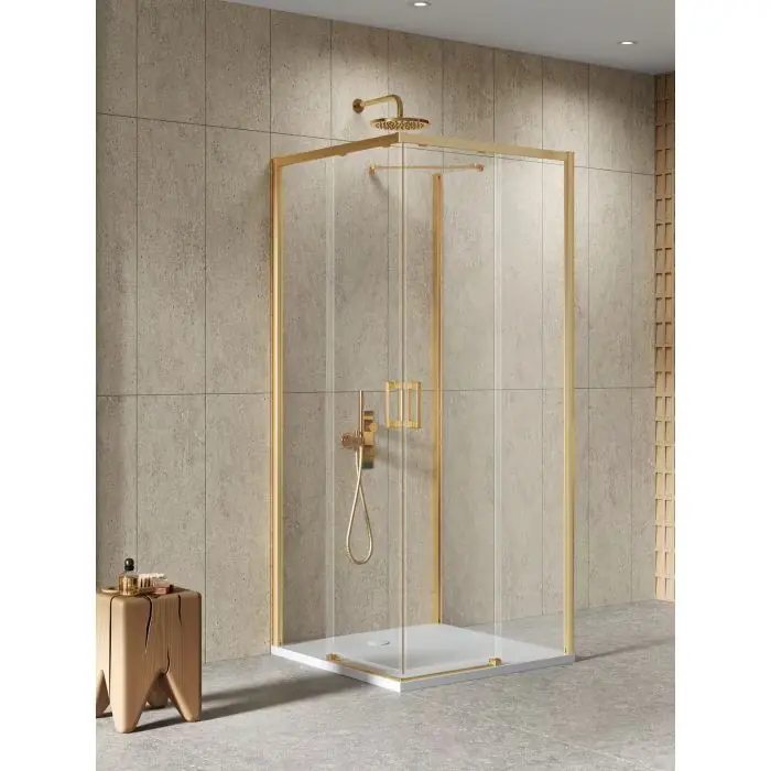 Kup dziś - Nz4 kabina prysznicowa prime gold brushed 2d prostokątna przyścienna p 70x100x200 szkło czyste 6mm active shield 2.0 K-3984