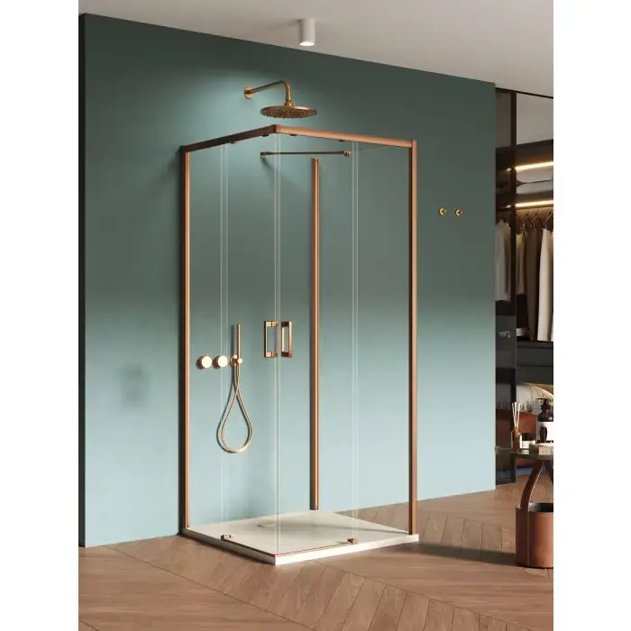 Najlepsza cena - Nz4 kabina prysznicowa prime copper brushed 2d prostokątna przyścienna p 70x90x200 szkło czyste 6mm active shield 2.0 K-4162