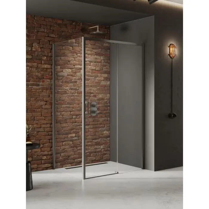 Na stanie | Kabina prysznicowa prime gunmetal brushed 1d prostokątna l 100x80x200 szkło czyste 6mm active shield 2.0 D-0885A/D-0353B