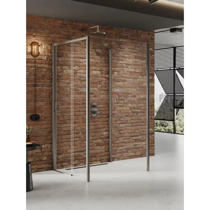 Tylko w tym tygodniu | Nz4 kabina prysznicowa prime gunmetal brushed 1d prostokątna przyścienna l 110x100x200 szkło czyste 6mm active shield 2.0 K-4937