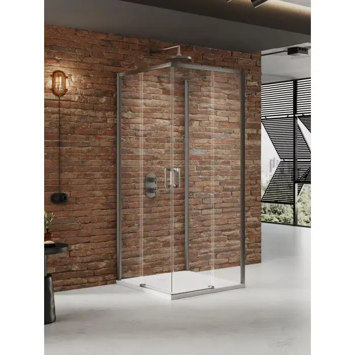 Wyjątkowa oferta - Nz4 kabina prysznicowa prime gunmetal brushed 2d prostokątna przyścienna l 80x70x200 szkło czyste 6mm active shield 2.0 K-4959