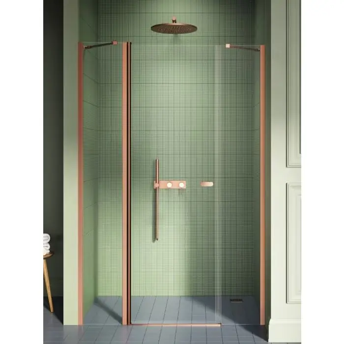 Drzwi wnękowe new soleo copper brushed 1d u 110x195 szkło czyste 6mm active shield 2.0 D-0967A - Mega okazja