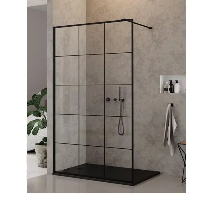 Szybka dostawa | Kabina new modus black ścianka u 140x200 szkło czyste 8mm active shield 2.0 - wzór kratka EXK-5552