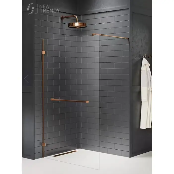 Cena fabryczna - Nz4 kabina prysznicowa avexa copper walk-in u 90x200 szkło czyste 8mm active shield 2.0 - wieszak EXK-7168