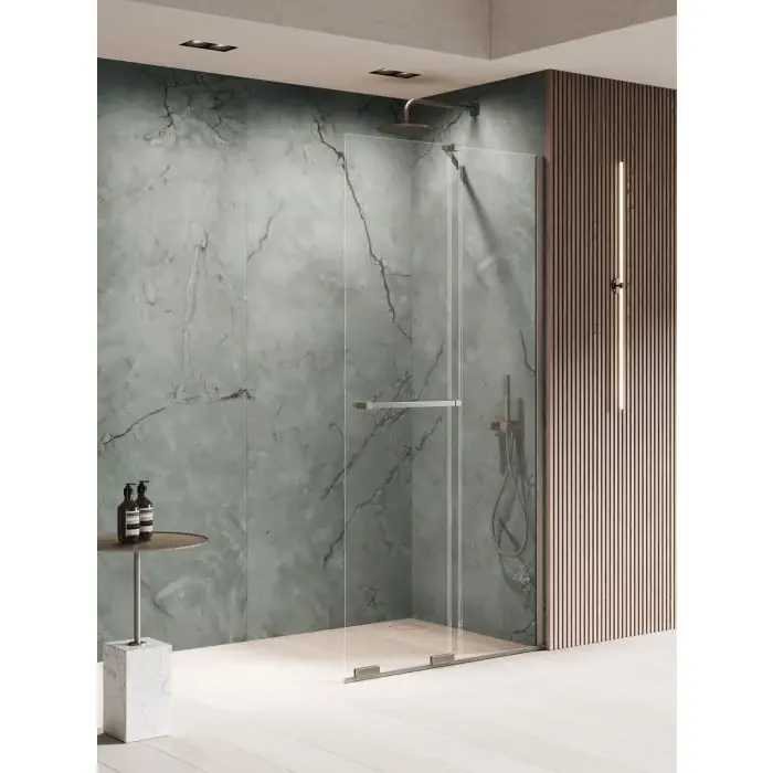 Od ręki - Nz4 kabina prysznicowa smart gunmetal brushed 1d walk-in u 130x200 szkło czyste 8mm active shield 2.0 - wspornik skośny - uchwyt reling EXK-7953-WU