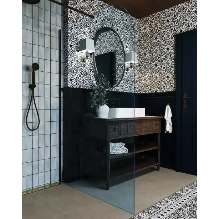 Mega okazja - ścianka prysznicowa niebieska garda wall 120 cm (czarny) SPR-005NB-120CZ