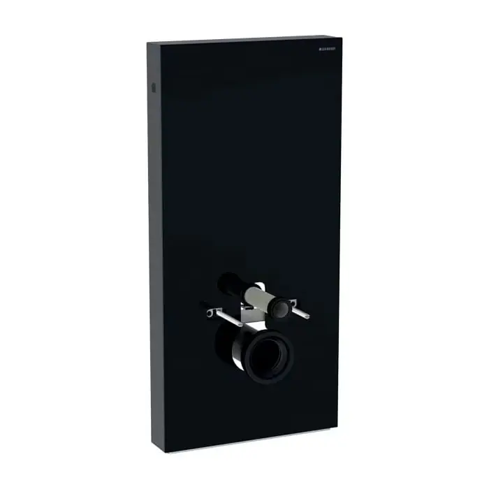 Moduł sanitarny monolith do wiszącej miski wc, 101 cm, okładzina przednia ze szkła okładzina frontu szkło czarne, okładzina boczna aluminium czarny chrom 131.022.SJ.6 | Nowość w ofercie