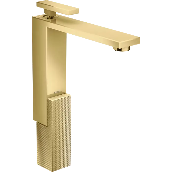 Produkt premium - Edge bateria umywalkowa 280 do umywalek nablatowych z kompletem odpływowym push-open, szlif diamentowy złoty optyczny polerowany 46031990
