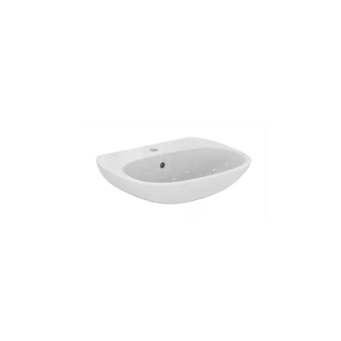 Bezpośrednio z fabryki | Tesi - umywalka 550x450x165 mm w biały połyskujący wykończeniu, 1 otworem na baterię, z przelewem T352301
