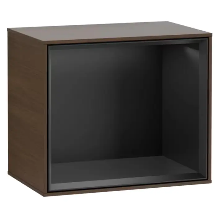 Finion półka, z oświetleniem, 418 x 340 x 270 mm, walnut veneer / black matt lacquer G580PDGN - Wielka wyprzedaż