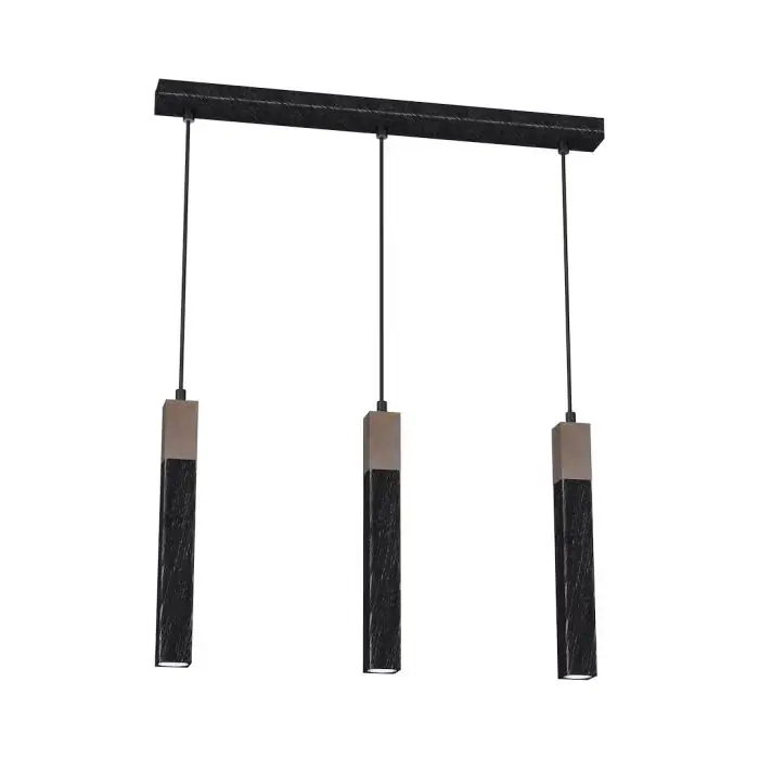 Klienci polecają | Lampa wisząca solo sawn black / patinated wood 3x mini gu10 MLP7470
