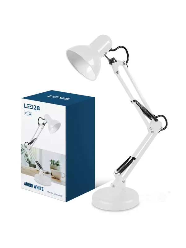 Lampka biurkowa AURIQ 1xE27 biała LED2B 001967 | Nie zwlekaj