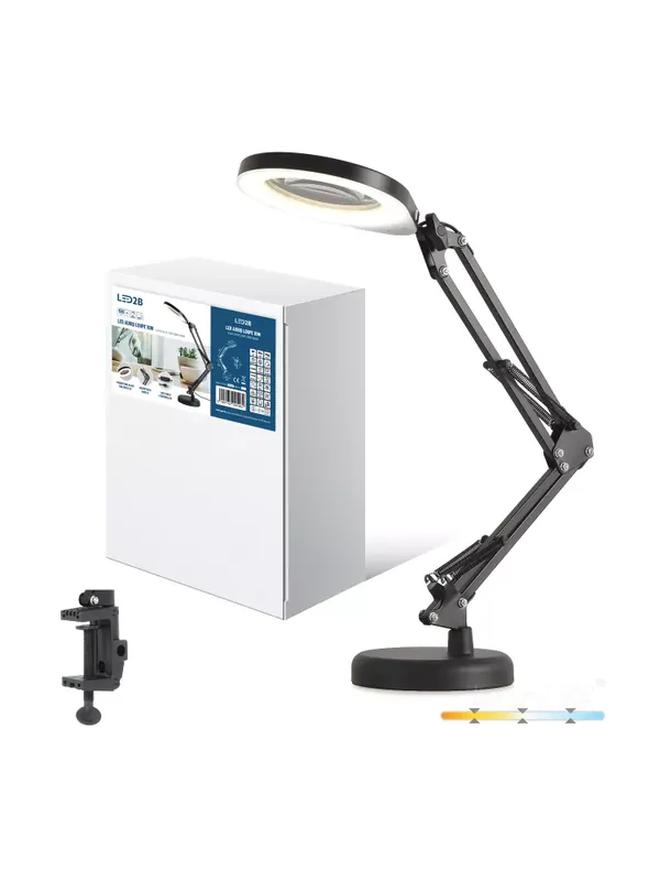 Ekspresowa wysyłka - Lampka biurkowa LED AURIQ LOUPE 10W 3CCT czarna LED2B 004022