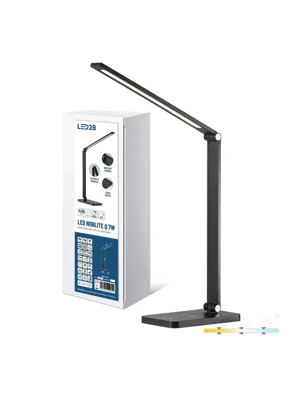 Lampka biurkowa NOBLITE Q 7W CCT czarna LED2B 004983 - Okazja cenowa