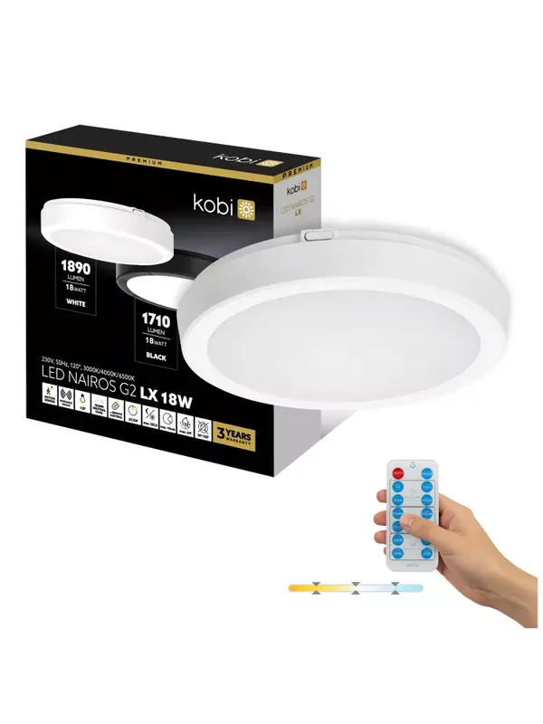 Plafon z czujnikiem ruchu LED NAIROS G2 18W 3CCT LX IP65 biały Kobi Premium 001703 | Oferta limitowana