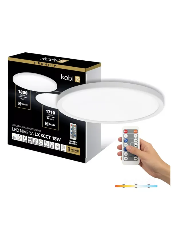 W sprzedaży | Plafon LED sufitowy NIVERA CIRCLE 18W 3CCT LX IP54 biały Kobi Premium 004104