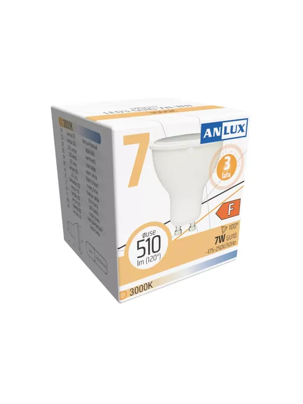 Żarówka LED GU10 7W 230V ciepła 3000K LED3-GU10-7W-WW ANLUX | Kup teraz