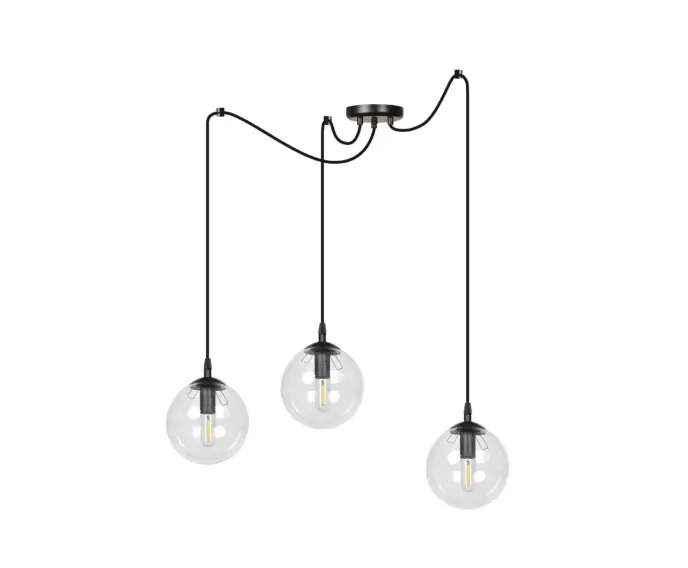 Wyprzedaż zapasów | Żyrandol Emibig 3xE14 40W GIGI 3 BLACK TRANSPARENT 936/3