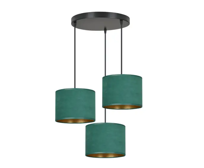 Ostatnie sztuki - Żyrandol Emibig 3xE27 60W HILDE 3 BL PREMIUM GREEN 1051/3PREM