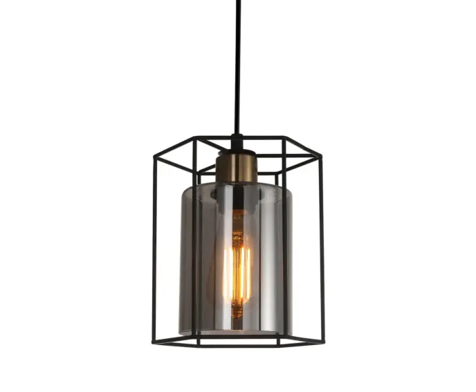 Mega okazja | Lampa wisząca Italux Kalula industrialna czarna PND-78901-1-BK+SG
