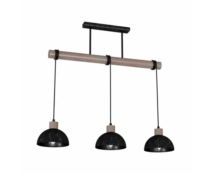 Kup online - Lampa wisząca żyrandol Milagro ERIK MLP7640 przecierany czarny / drewno patynowane